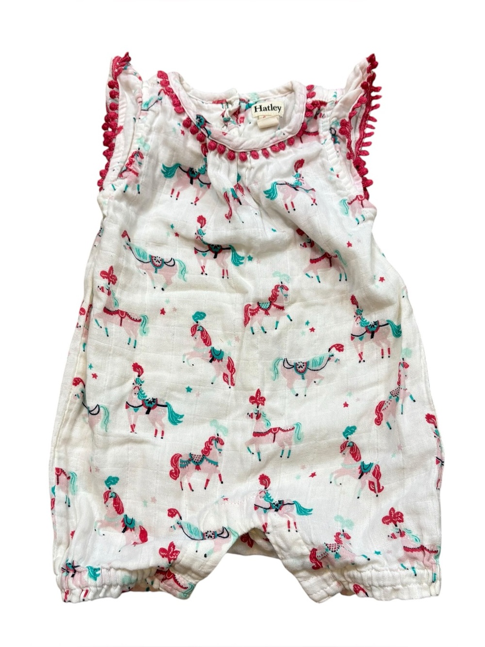 Hayley Baby Girl Carousel Horse Romper 100% Cotton, Size 6-9 Months